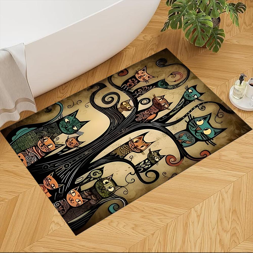 Starry Night Cat Embrace Non-Slip Home Carpet Design for Office Decor Living Room Bedroom Gift