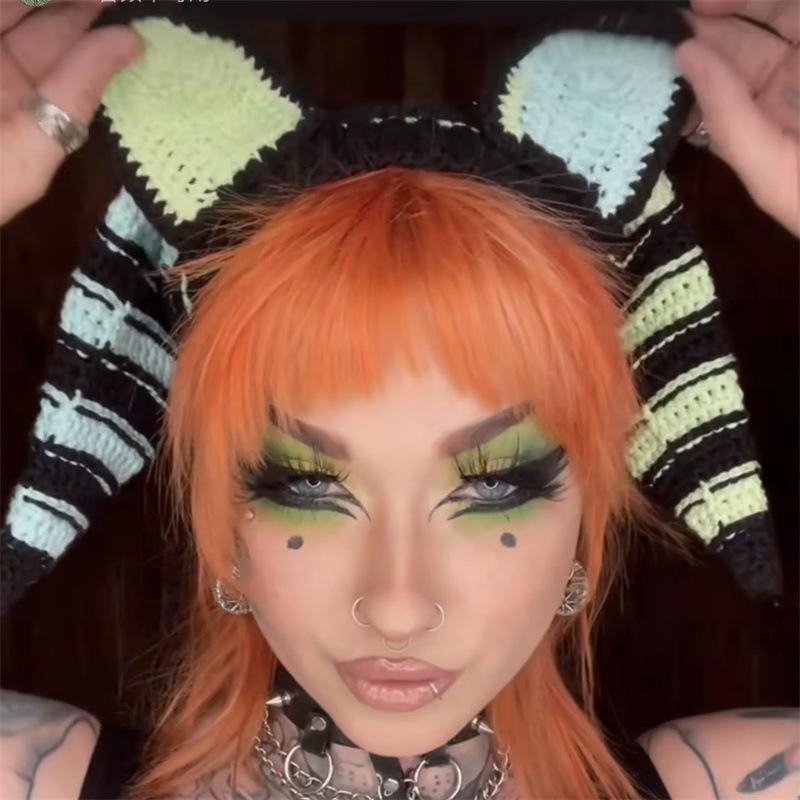 Новая вязаная крючком смешная персонализированная шапка-пуловер с черепом и ушками кролика для взрослых