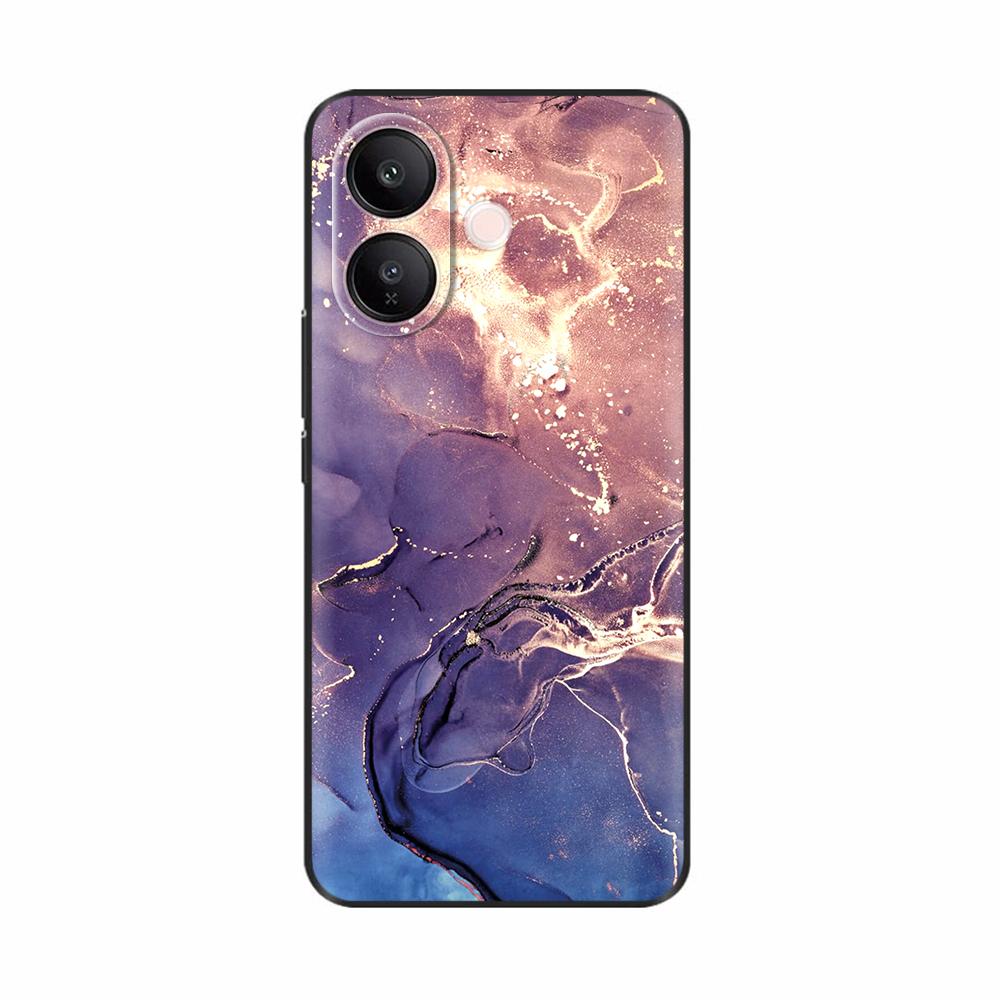 Чехол для телефона Vivo V60 Lite 4G с узором из цветов, мягкий черный силиконовый защитный корпус, задняя крышка для Vivo V60 VivoV60 Lite Funda