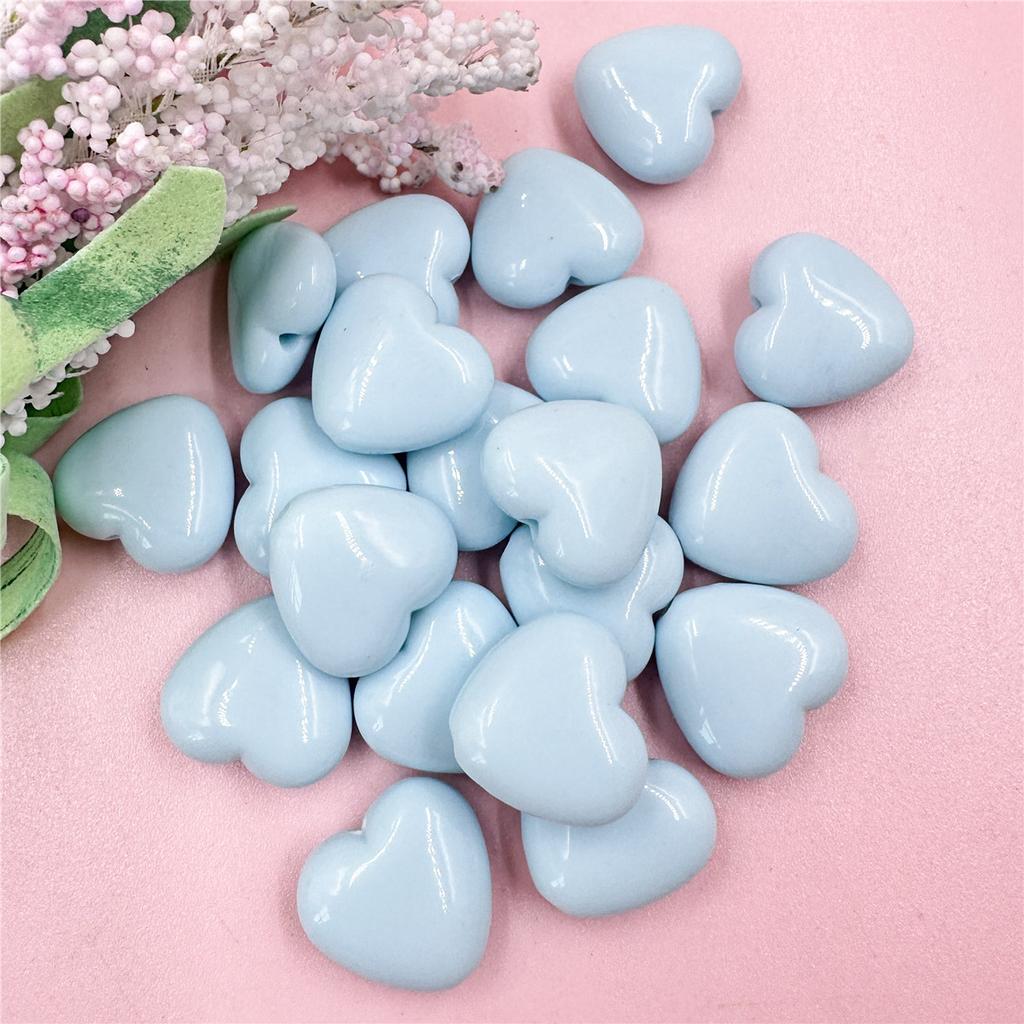 Home Party Supplies for Necklace Earrings Making Fashion 20pcs/bag DIY Handmade Materials 18.8*17.2mm Acrylic Heart Beads Solid Color