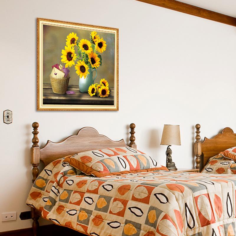 Cross-stitch Sunflower Full Diamond Painting Living Room Modern Minimalist Fresh Natural Wind Sticker Diamond Painting 5D