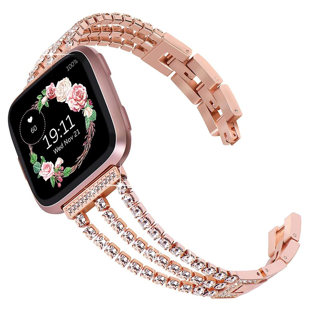 Slim Wristband for Fitbit Sense 2 Bands Dressy Metal Bracelet Bling for Fitbit Versa 2/3/4 Watchband Jewelry Women Strap Luxury