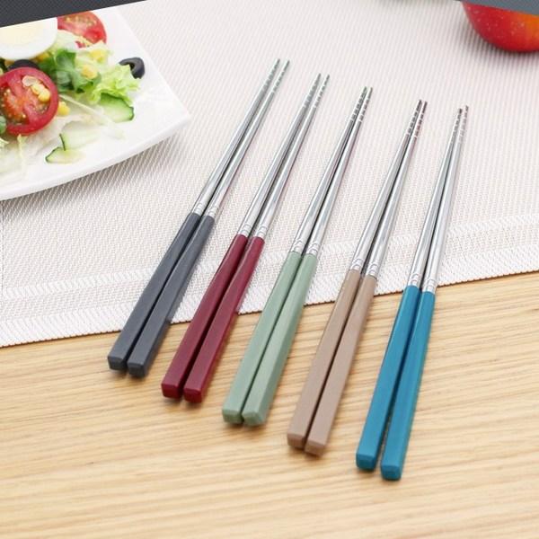 Maho Cutlery Tinted Adult Chopsticks, Charcoal Gray, 5 Pieces, Korean Popular Tableware