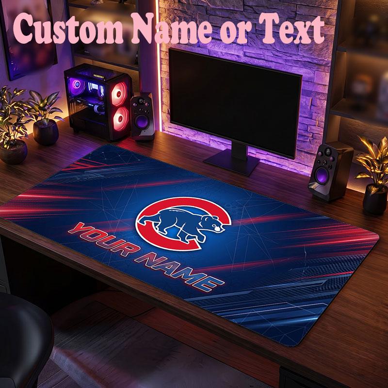 Chicago Cubs Customized Name Text Mouse Pad, Large Desk Mouse Mat Personalized Home Office Present