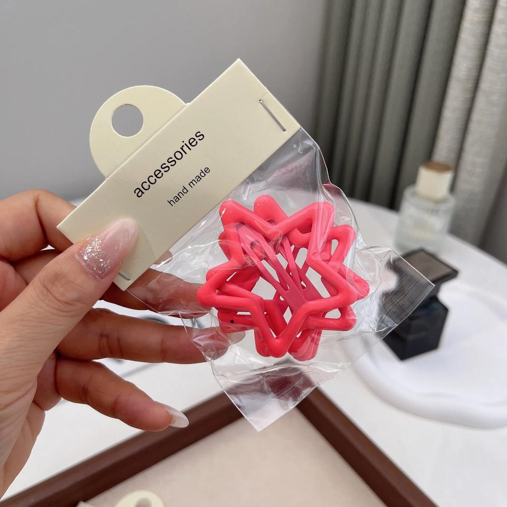 5 шт., шпильки-невидимки для девочек в виде звездочек конфетного цвета, крутые металлические заколки для волос в виде пентаграммы для девочек, аксессуары для головных уборов в стиле Харадзюку
