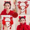 Red Hairband Red Bow Headband Flower Chinese Style Headdress New Year Hair Band  New Year Dress Up
