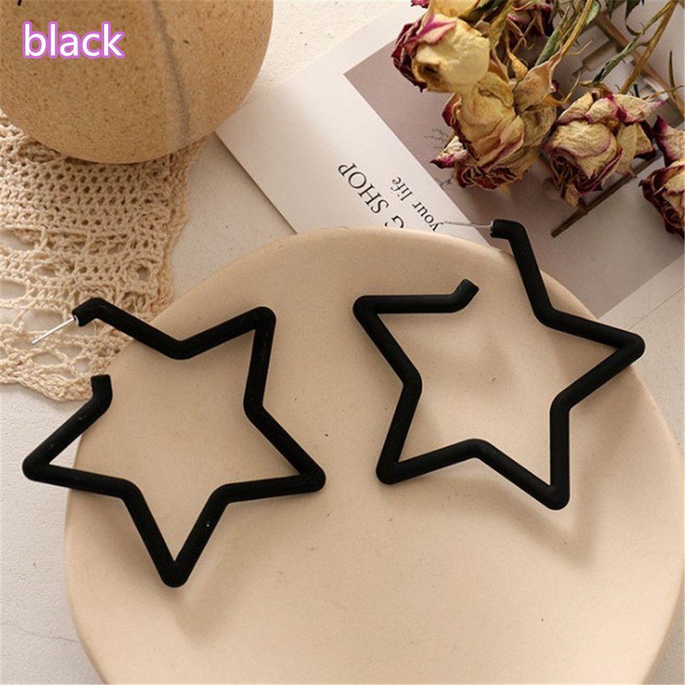 Accessories Fashion Women Bright Fluorescence Hoop Earring Colorful Star Geometric Earrings