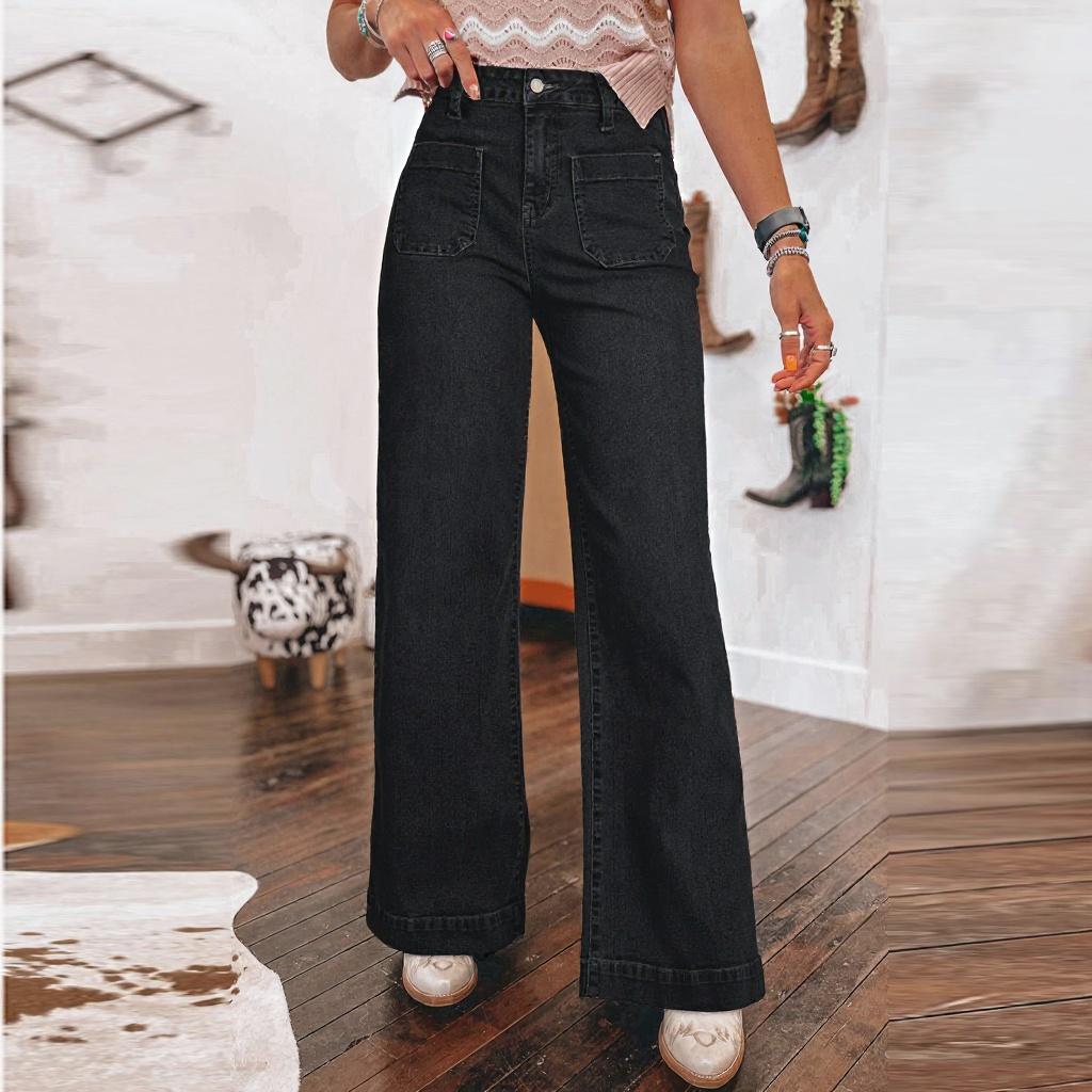 Женские ретро джинсы с высокой талией, широкими прямыми штанинами, уличные, широкие штанины