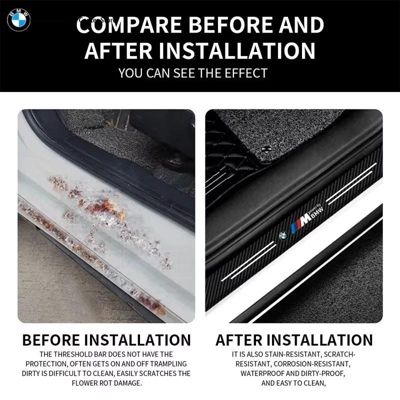BMW Наклейка-защита на пороги из углеродного волокна, Защитная накладка на порог от царапин M Power, Подходит для BMW 3 серии 5 серии X1 X3 X5 X6 1/ EKQNR1