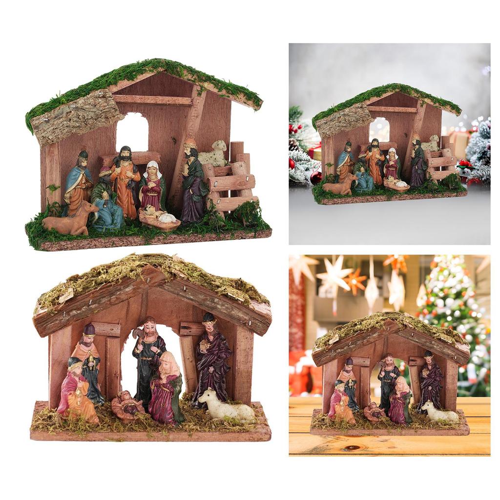 Миниатюрные Рождественские Фигурки Вертепа Статуэтки из Смолы Настольное Центральное Украшение для Роскошного Домашнего Декора