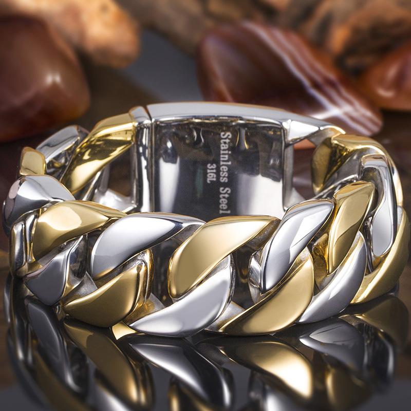 Массивная цепочка с панцирными звеньями шириной 25 мм, мужские браслеты и браслеты из нержавеющей стали 316L, ремешок на руку, мужские браслеты на руку