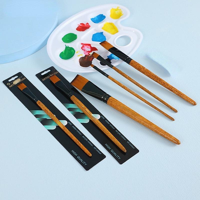 Wood Grain Professional Nylon Paint Brush Oil Watercolor Paint Brushes For Gouache Acrylic Oil Paintbrush Art Painting Supplies