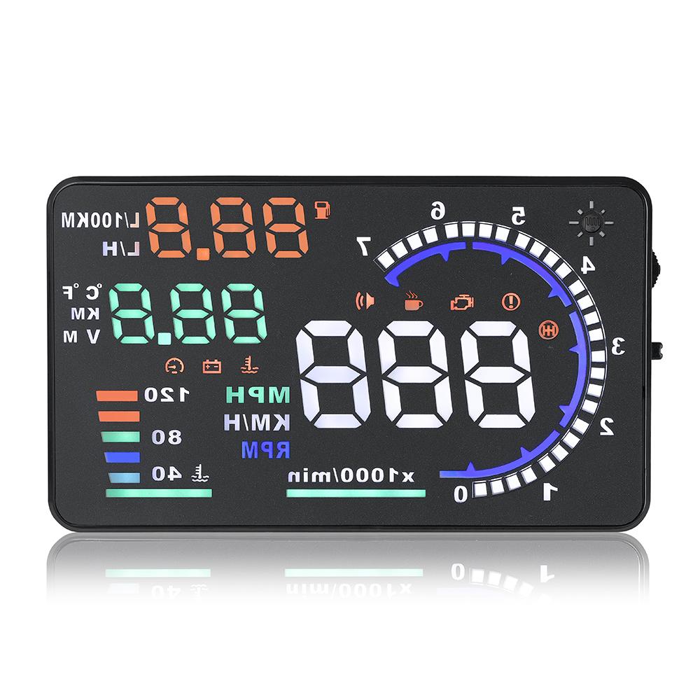 A8 OBD2 HUD Автомобильный OBD Head Up Дисплей Скорость Температура Воды Обороты Напряжение Расход Топлива Проектор на Лобовое Стекло С Сигнализацией Цифровой Датчик