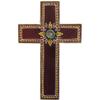 Wooden Wall Cross 'Earth': Handpainted Mangowood Plaque, Large, Brown