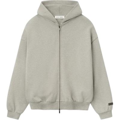 Fear of God Essentials Рельефный худи на молнии из флиса, посадка 90-х, теплый, меланжевый, мужские топы, серый 192DT256241F
