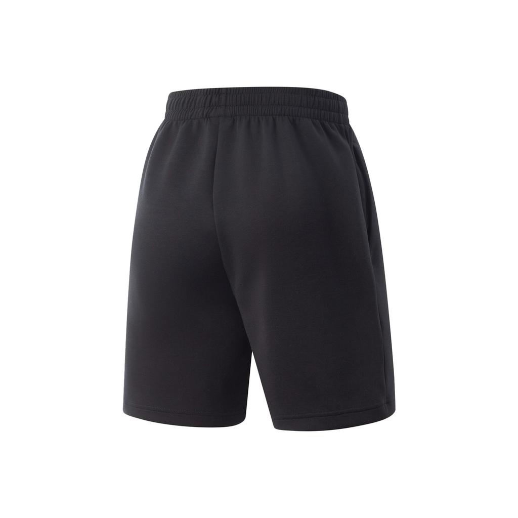 Li Ning Fitness Series Solid Color Mid Waist Elastic Versatile Five Point Sports Shorts Men Shorts Black AKSV433-4