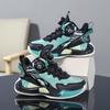 Boys' sneakers mesh breathable 2025 summer new button basketball shoes student fashion middle and older children's shoes trend