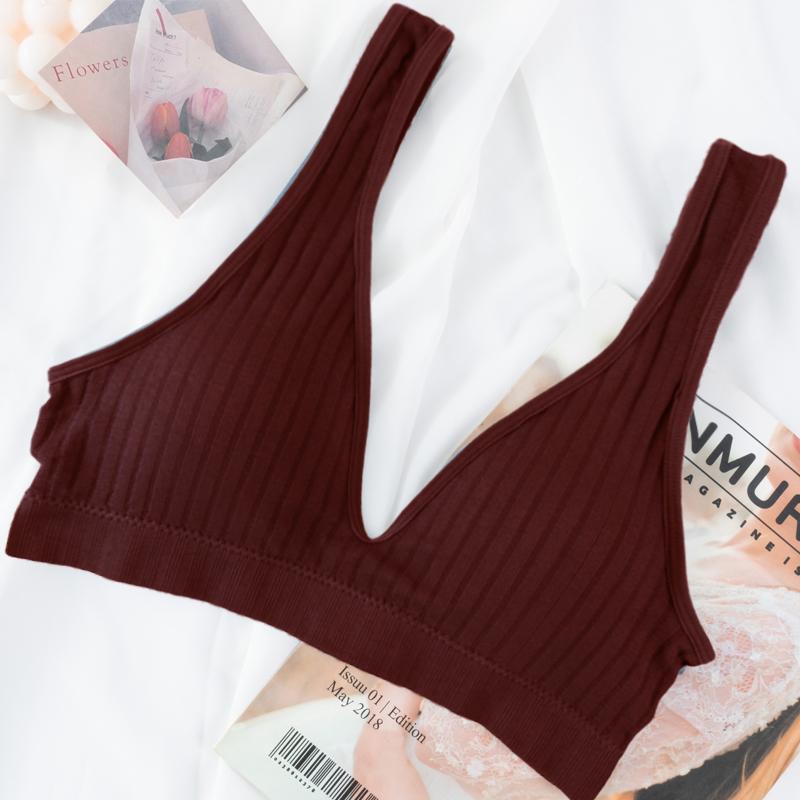 Threaded Camisole One-piece Triangle Cup Bra Sports Bras Ladies Sexy Sling Tube Top Free Size