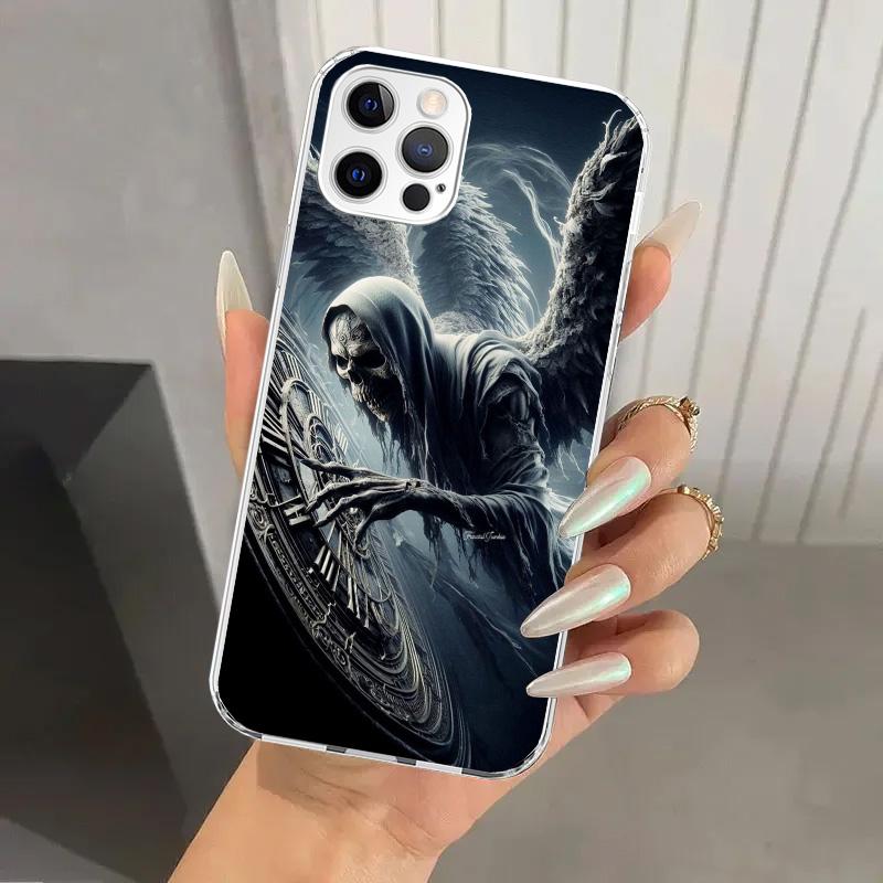 Чехол для телефона Смерть Жнец Череп Коса для Iphone 17 Air 16 15 Plus 14 13 Mini 12 11 Pro Max 16E 7 8 SE 2020 Мягкий Funda Печать