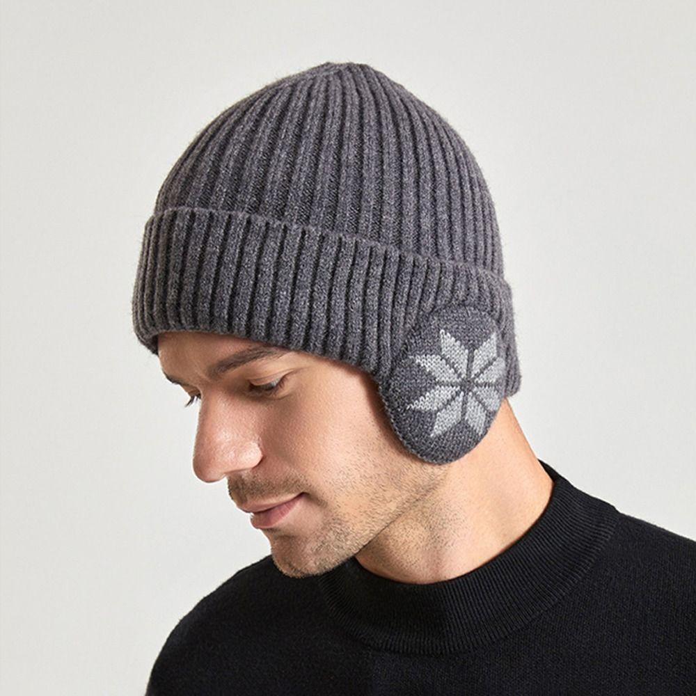 Windproof Knitted Hat Soft Plush Ski Beanie Hat Fashion Bonnet Sports