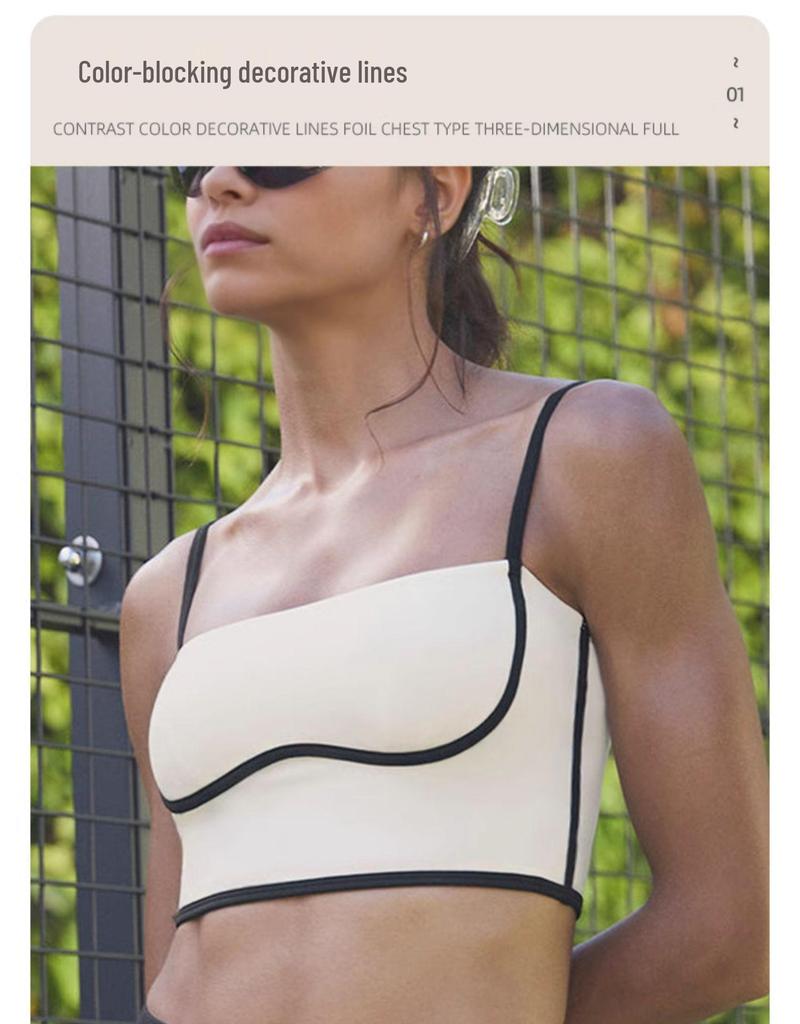 Женский стройнящий теннисный костюм контрастных цветов, быстросохнущий жилет для йоги и фитнеса со юбкой, с чашечками, комплект из двух предметов спортивной одежды.