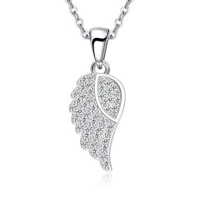 Ожерелье Ashley Jewelry, Стерлинговое серебро 925, Перо, Крыло ангела, Подвеска-крыло, Женское, Простой дизайн (чистый)