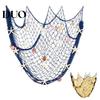 Rustic Wall Hanging Display Fishing Net Decoration, Lighted Coastal Art, Light-Up Decorative Message Board Organizer Netting for Beach House