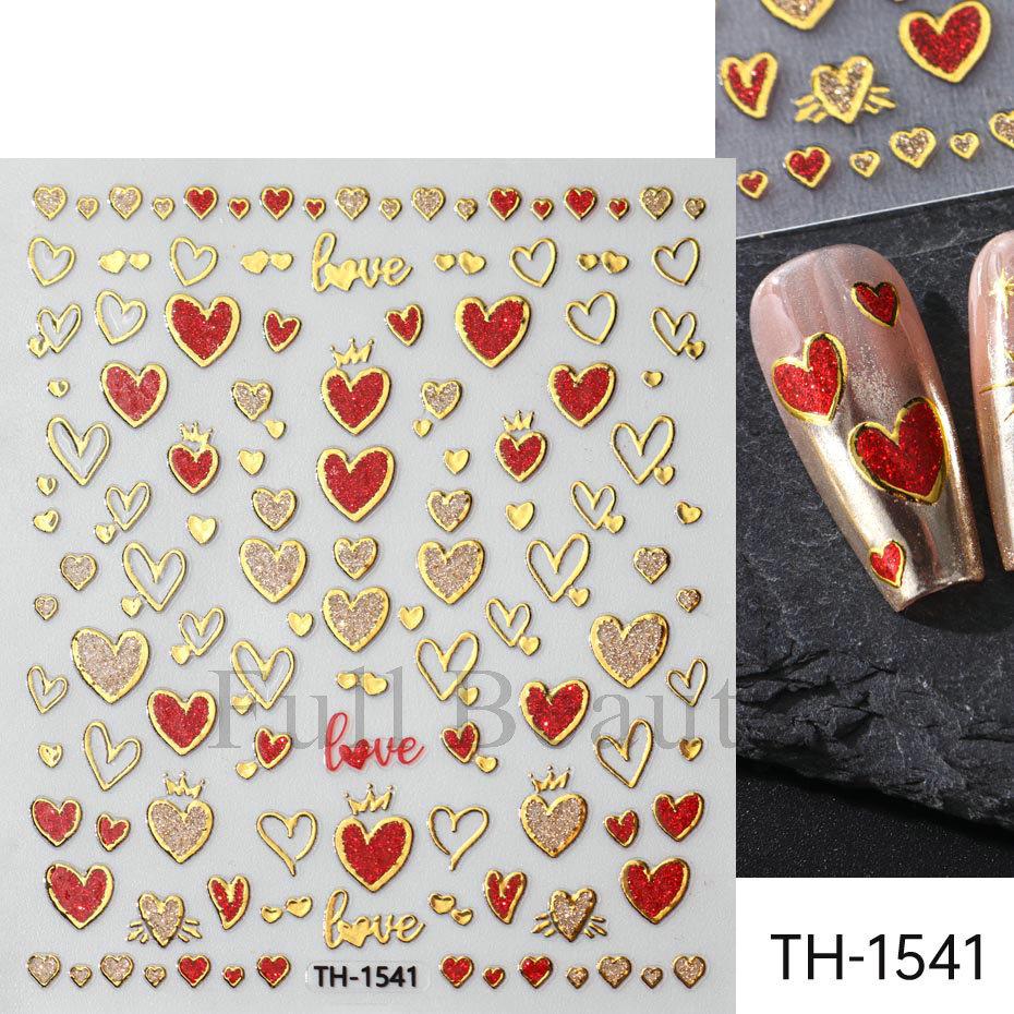 Nail Art Stickers Romantic Valentine's Day Red Peach Heart Bronzing Love Bow Knot Star Nail Stickers