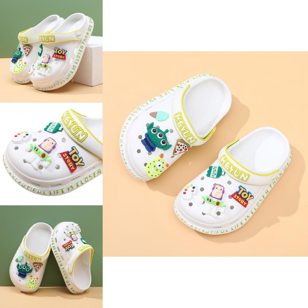 Стильные мультяшные детские туфли с отверстиями, дышащие летние сандалии для мальчиков и девочек, удобный дизайн из ЭВА