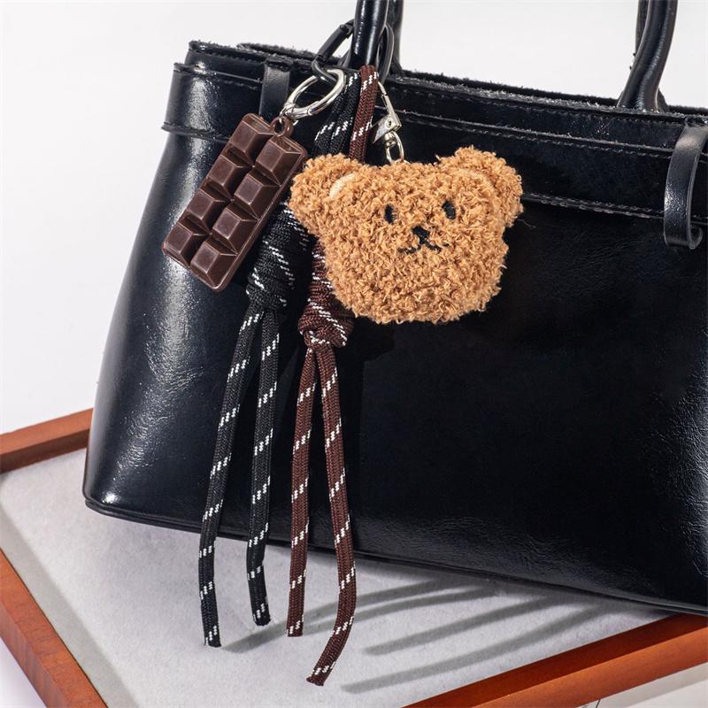Bag Charm Braided Rope Bag Pendant High-grade Cute Plush Bear Pendant Fashion Bag Accessories for Women Girl