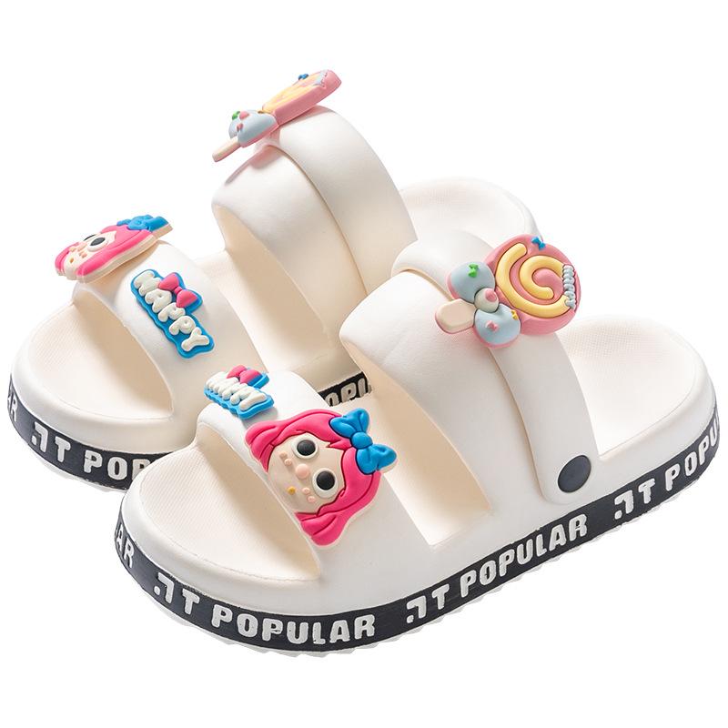 Женские пляжные сандалии с рисунком на толстой подошве, нескользящие, двухсторонняя летняя обувь