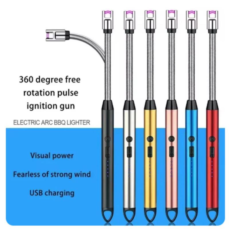 Kitchen USB Electric Arc Lighter Rechargeable Windproof BBQ Flameless Plasma Candle Long Lighters Hose Gas Stove Ignition Gun