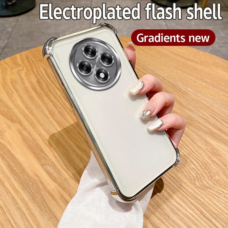 Для Oppo Reno12 F Чехол oppo Reno12 F 4G Чехол для телефона Reno 12F Чехол для телефона Мягкий бампер Противоударный защитный чехол Прозрачная гальваническая пластина