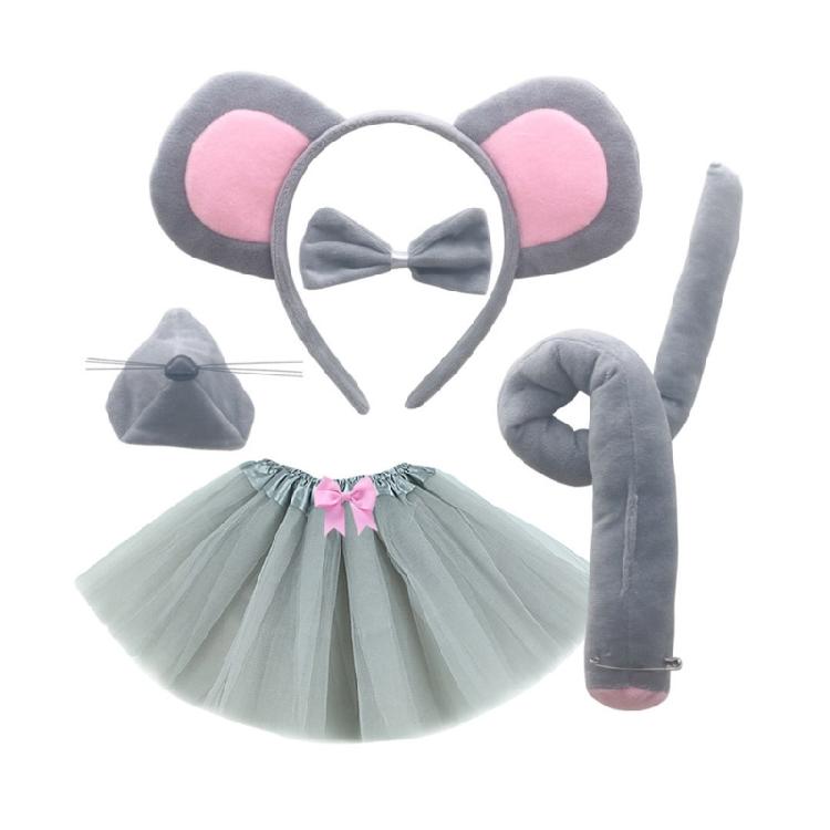 Little-Mouse Costume Accessories Set Mouse Ears Headband,Bowtie,Nose,Gloves Tail
