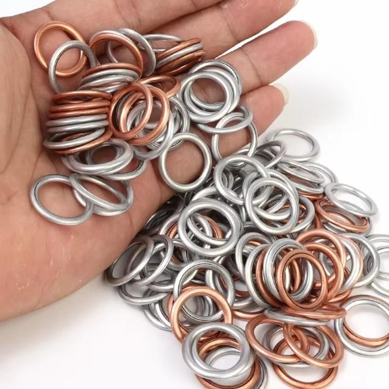 A Set Car Oil Pan Drain Gasket Replace Mixed Loading Combination Bolt Copper Pad Aluminum Gasket Automotive Tank Accessories M14