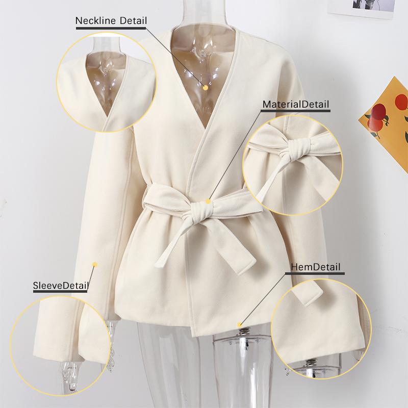 Модное однотонное флисовое пальто с поясом на шнуровке для женщин, элегантная куртка с V-образным вырезом и длинным рукавом, осенне-зимняя женская уличная верхняя одежда