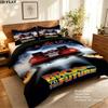 Back Future Pattern Bedding Quilt Set Quilt Cover Pillowcase Home Birthday Gift(1 * duvet cover + 2 * pillowcase, without core)