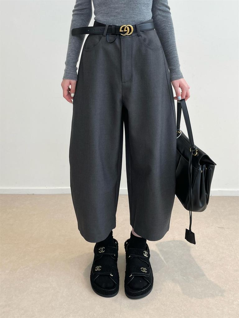 Осенняя мода Нань Юй: Женские брюки с высокой талией, драпированные дугой сабли, длиной до щиколотки