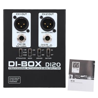 2-канальный активный DI-бокс изолятор сигнала TRS в XLR конвертер с фантомным питанием для гитарного динамика до 3000 Вт металлический корпус