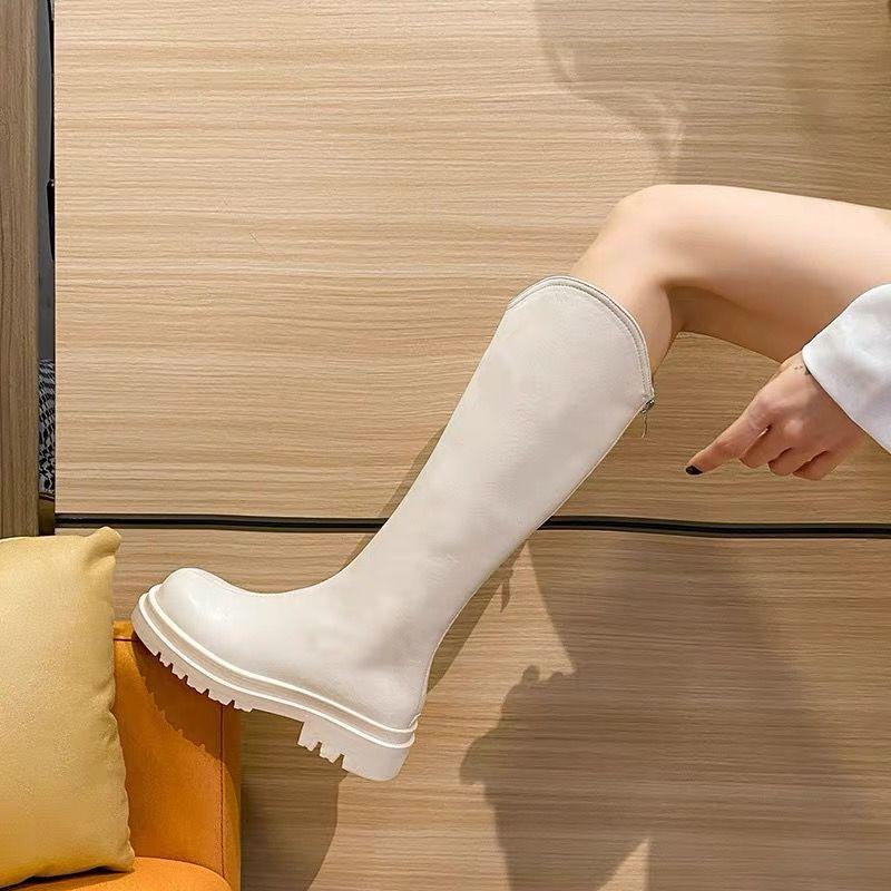 Platform Round Toe Warm Ladies Mid Calf Shoes Autumn Winter Leather Comfortable and Elegant Women's Half High Boots On Promotion