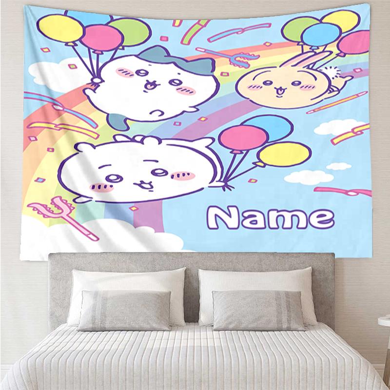 Custom Name Usagi Print Tapestry, Backdrop, Easy Setup, Ideal for Bedroom, Office & Living Room, with Aesthetic Wall Hanging Decor.