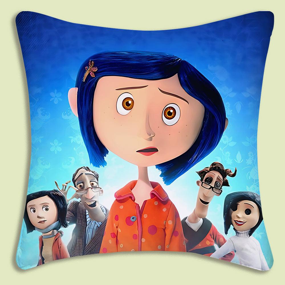 Animation Coraline Pillow Covers Cartoon Sofa Decorative Home Doublesided Printing Short Plush Cute Cushion Cover