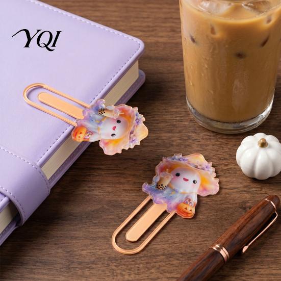 Acrylic Decorative Bookmarks Halloween Cute Bookmark, Durable Cartoon Page Marker, Office Paper Clips Elastic Clip Design Stationery for School