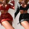 Women's European & American Sexy Solid Color Bikini Swimwear Four-Piece Set