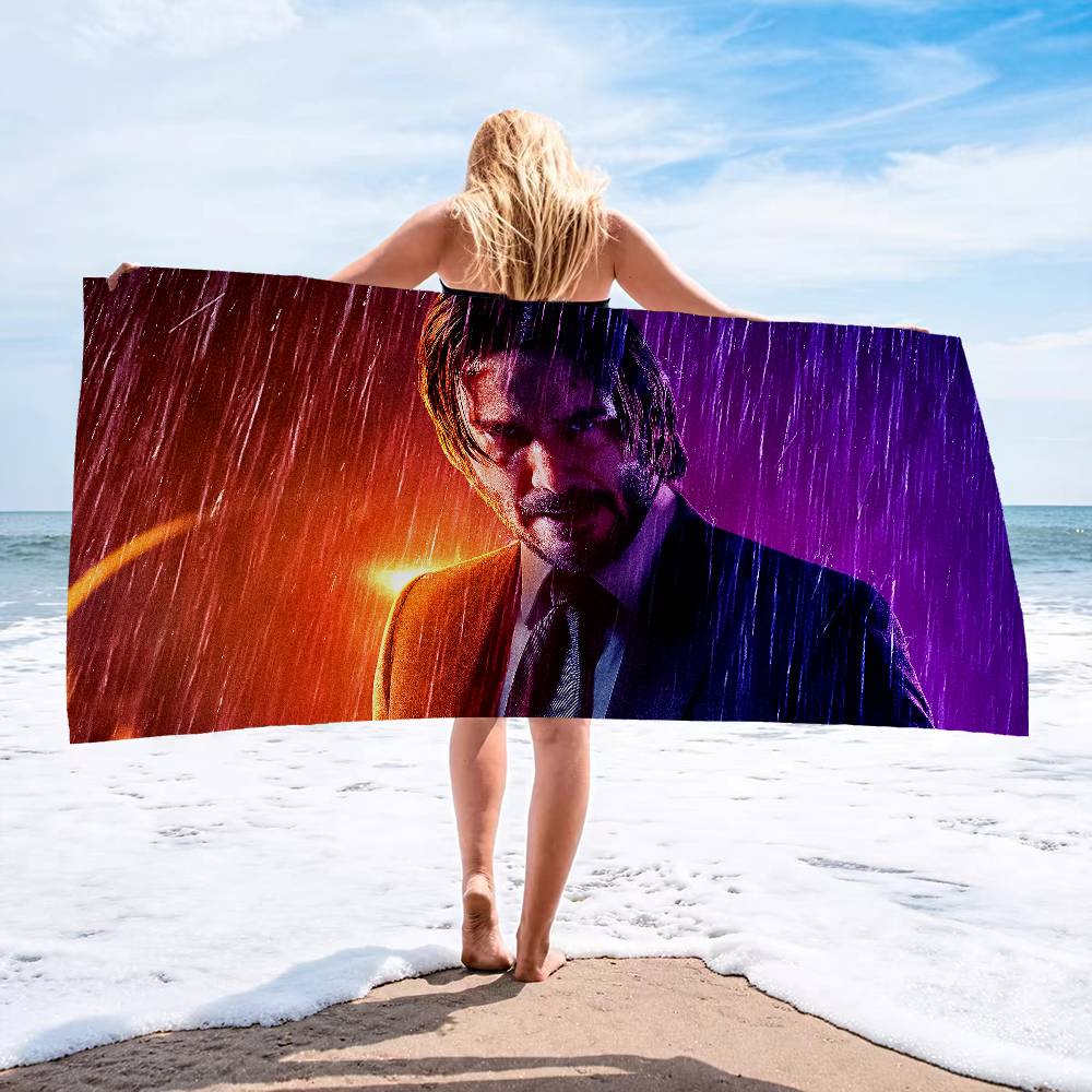 Classic J-john Movie W-wick Big Microfiber Beach Towels Quick Dry Towel Sand Beach Towels Pool Towel for Travel Swim Pool Yoga
