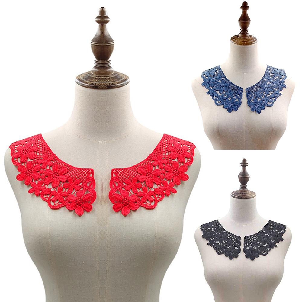 Women's Fashion Decoration Fake Collar Vintage Hollow Lace Crochet Neckline Detachable Shirt Blouse Flase Collar Lolita Girls