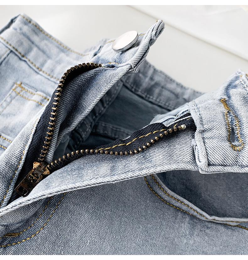 2022 Women's Black Elastic High-Waist Slim Flared Slit Wide-Leg Jeans