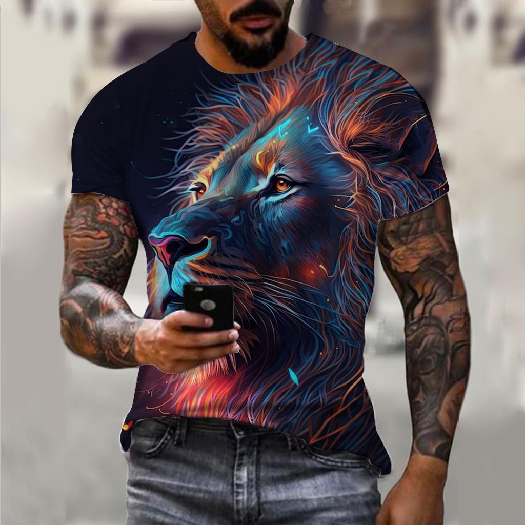 Мужская футболка с 3D принтом животных в стиле хип-хоп, винтажная одежда в стиле Харадзюку, модные топы с круглым вырезом и короткими рукавами, футболки большого размера