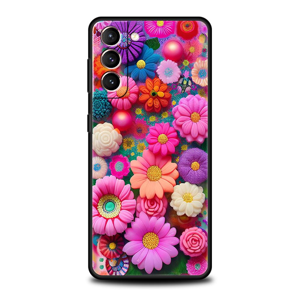 Красочный чехол с цветами для Samsung Galaxy S24 S23 S22 S20 S21 FE Ultra S10 S10E S9 S8 Plus 5G Силиконовый чехол Capas Funda Сумка