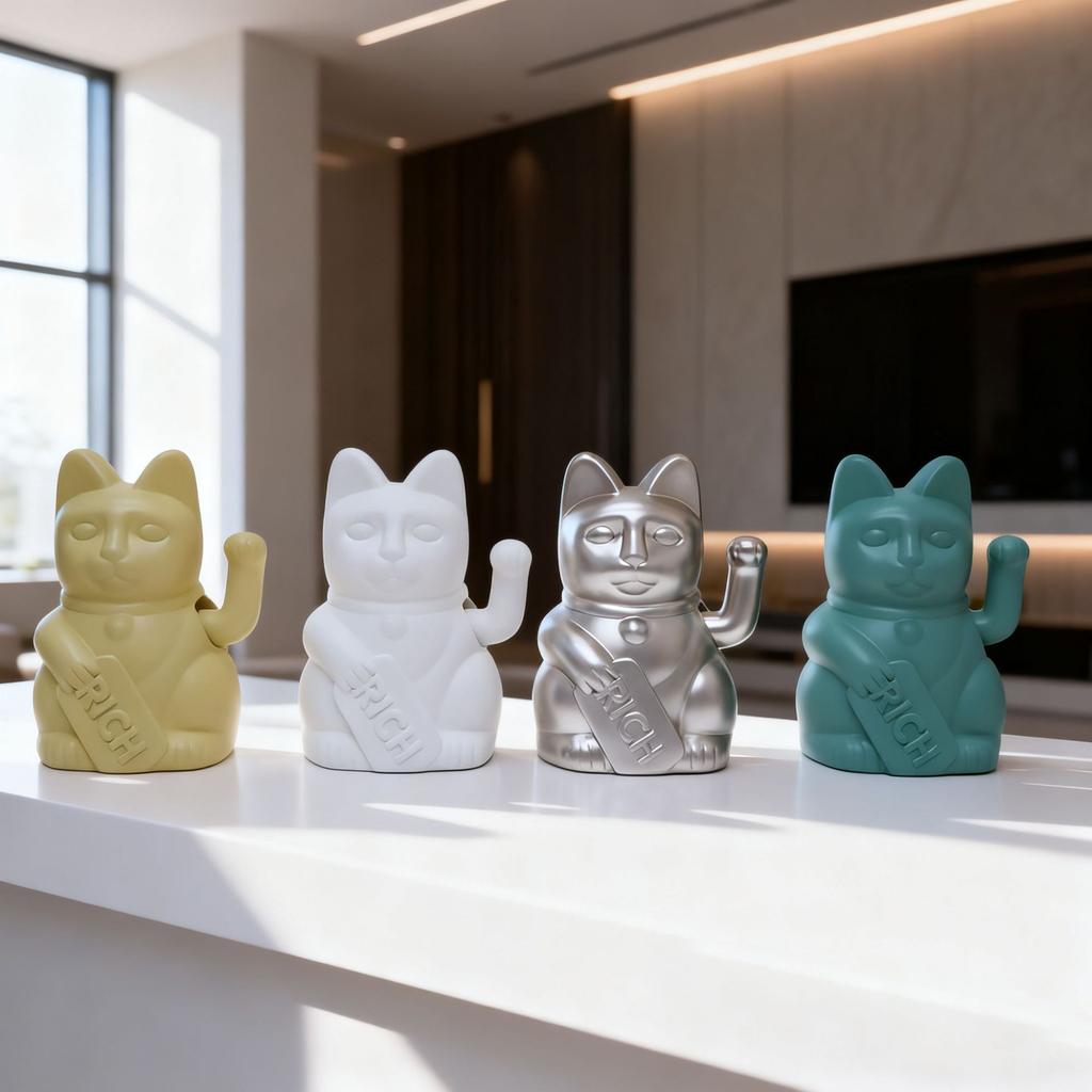 Статуэтка Манэки-нэко Счастливый Кот Машущий Лапкой Привлекающий Удачу Кот с Монетой Японский Амулет Удачи для Дома Офиса Смоляной Декор Подарок